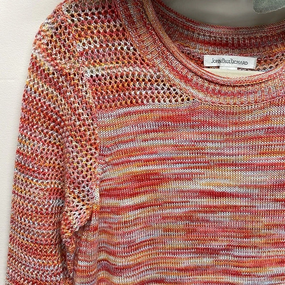 NWOT JohnPaulRichard Space Dyed Sweater Tunic 3/4 Sleeve Orange S - Picture 2 of 15